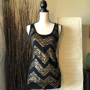 Chevron Sequined Tank Top